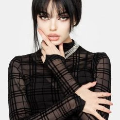 CHI1 Buffy Check Mesh Top