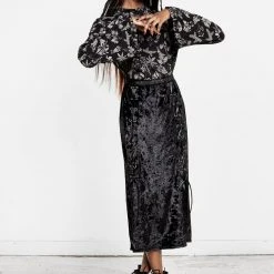 CHI1 MALEFIC LACE-UP PANEL SKIRT Clothing