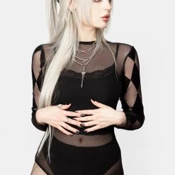 DDS1 Harleen Checkerboard Mesh Bodysuit Women
