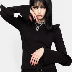 DMT1 Wilhelmina Flare Sleeve Ruffle Top Clothing