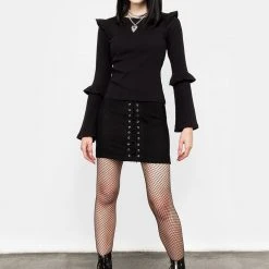 DMT1 Wilhelmina Flare Sleeve Ruffle Top Clothing