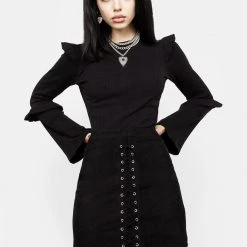 DMT1 Wilhelmina Flare Sleeve Ruffle Top Clothing