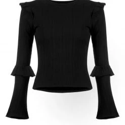 DMT1 Wilhelmina Flare Sleeve Ruffle Top Clothing