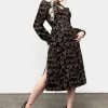 LVT1 Poisonous Plant Puff Sleeve Midi Dress
