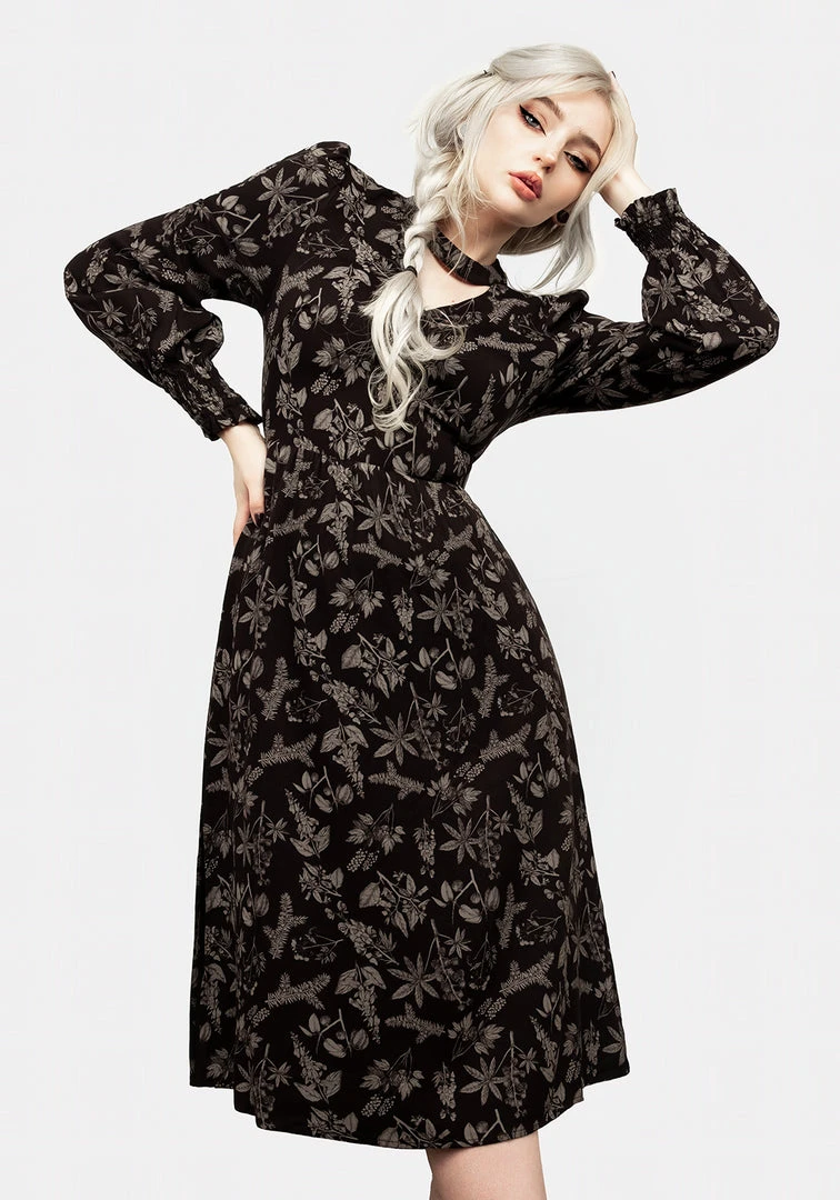 LVT1 Poisonous Plant Puff Sleeve Midi Dress 8 LVT1 Poisonous Plant Puff Sleeve Midi Dress