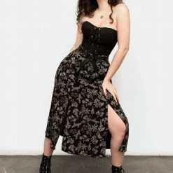 LVT1 POISONOUS PLANT SPLIT MIDI SKIRT