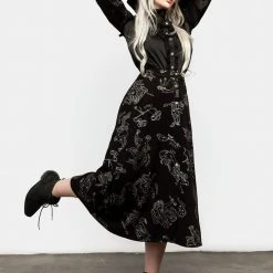 LVT1 Women Zodiac Button Midi Skirt