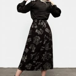 LVT1 Women Zodiac Button Midi Skirt