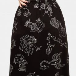 LVT1 Women Zodiac Button Midi Skirt