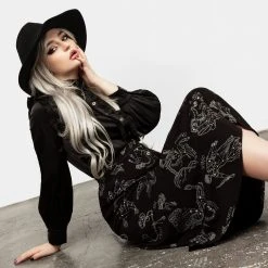 LVT1 Women Zodiac Button Midi Skirt