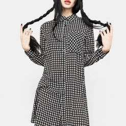 MET1 Clothing FATALE HOUNDSTOOTH SHIRT DRESS
