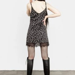 MET1 Hallow Lace Trim Slip Dress