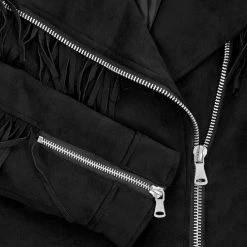 ORI1 CHERILYN FAUX LEATHER FRINGED JACKET Clothing