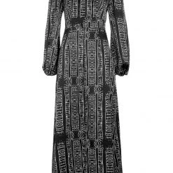 LVT1 Runes Balloon Sleeve Maxi Dress Women 15 LVT1 Runes Balloon Sleeve Maxi Dress Women