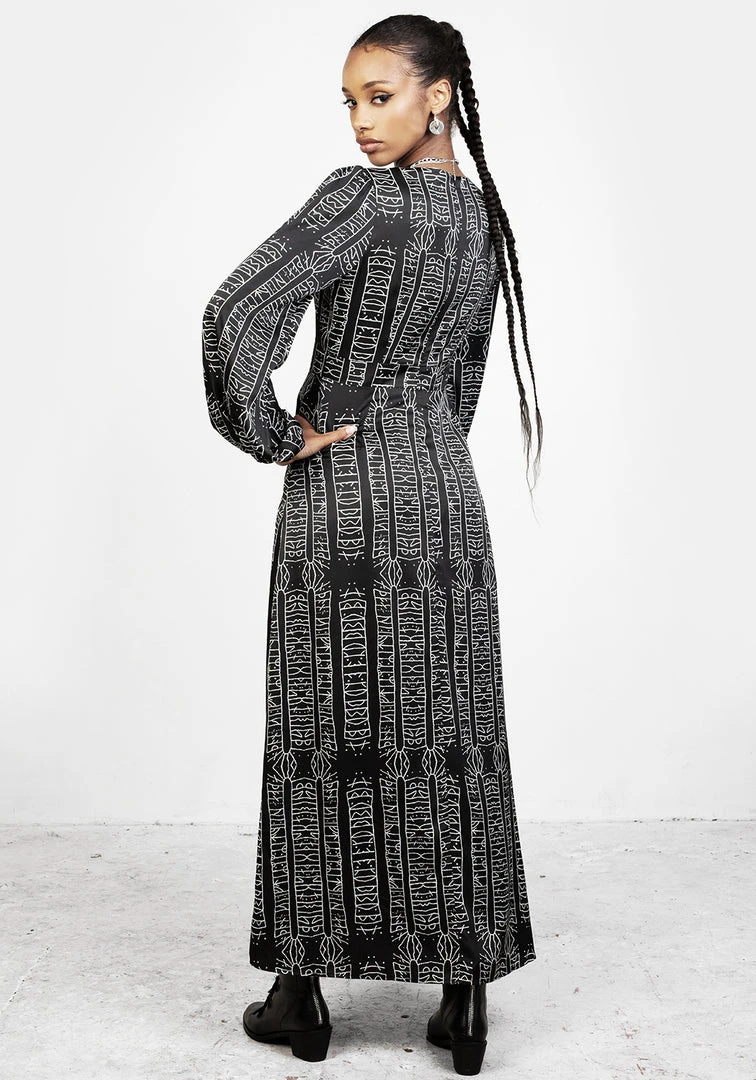 LVT1 Runes Balloon Sleeve Maxi Dress Women 5 LVT1 Runes Balloon Sleeve Maxi Dress Women