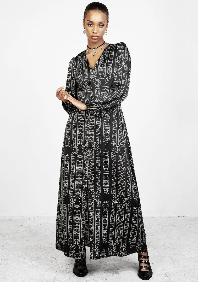 LVT1 Runes Balloon Sleeve Maxi Dress Women 6 LVT1 Runes Balloon Sleeve Maxi Dress Women
