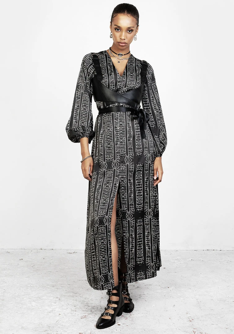 LVT1 Runes Balloon Sleeve Maxi Dress Women 7 LVT1 Runes Balloon Sleeve Maxi Dress Women