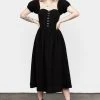 MET1 Mortem Midi Dress With Puff Sleeves