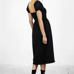 MET1 Mortem Midi Dress With Puff Sleeves