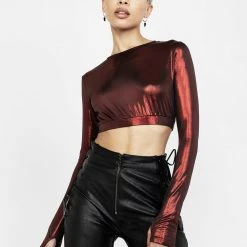 MET1 Rockclub Metallic Crop Top Women