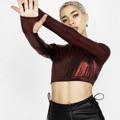 MET1 Rockclub Metallic Crop Top Women