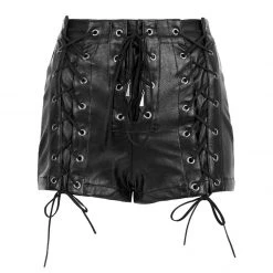 MET1 Mosh Faux Leather Lace Up Shorts