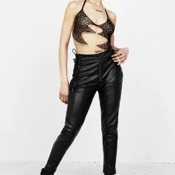 MET1 Rival Faux Leather Lace Up Pants