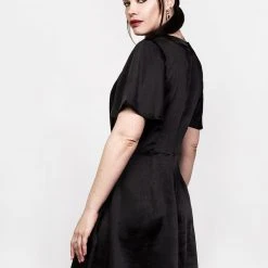 MET1 Women DAMOZEL FIT AND FLARE V NECK MINI DRESS