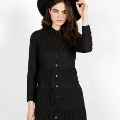 MET1 Shade Tiered Maxi Linen Dress