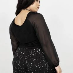 MET1 Maria Ruched Sheer Sleeve Top