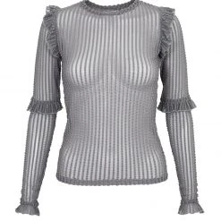 MET1 Women MOURNING RUFFLE TOP GHOST GREY