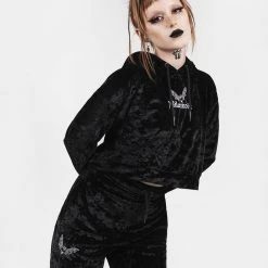 AMP1 Noughty Crop Velour Hoody