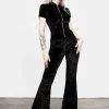 AMP1 Foxy Zip Up Velour Flared Jumpsuit