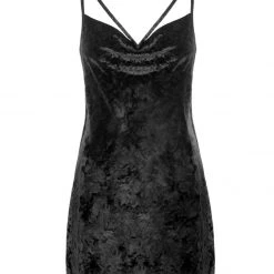 AMP1 Bitten Cowl Neck Mini Velour Dress