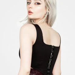 CHI1 VINCI FAUX LEATHER CORSET TOP Women