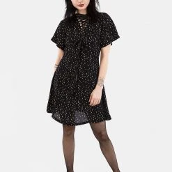 CHI1 BLASPHEME LACE UP MINI DRESS