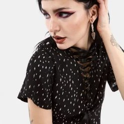 CHI1 BLASPHEME LACE UP MINI DRESS