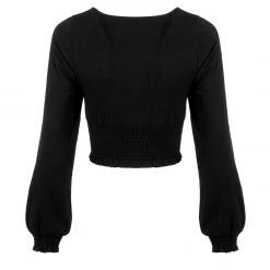 DDS1 DOLLSOME SHIRRED JERSEY CROP TOP