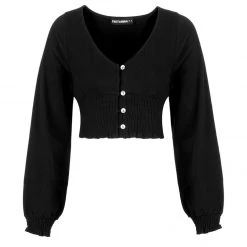 DDS1 DOLLSOME SHIRRED JERSEY CROP TOP