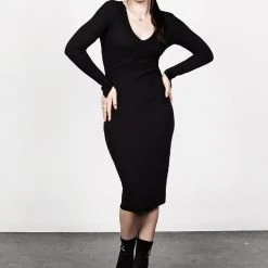 DDS1 Clothing VAMPIRA V-NECK MIDI DRESS