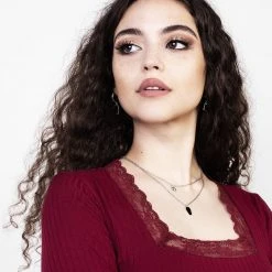 DDS1 PERDITA LONG SLEEVE LACE TRIM TOP Clothing