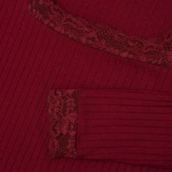 DDS1 PERDITA LONG SLEEVE LACE TRIM TOP Clothing