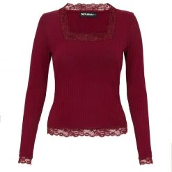 DDS1 PERDITA LONG SLEEVE LACE TRIM TOP Clothing