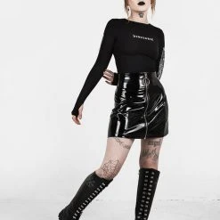 DDS1 Women XENOMORT THUMB SPLIT CROP TOP