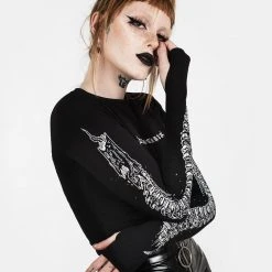 DDS1 Women XENOMORT THUMB SPLIT CROP TOP