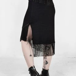 DMT1 LITTLELIES MIDI FRINGED JERSEY SKIRT 11 DMT1 LITTLELIES MIDI FRINGED JERSEY SKIRT