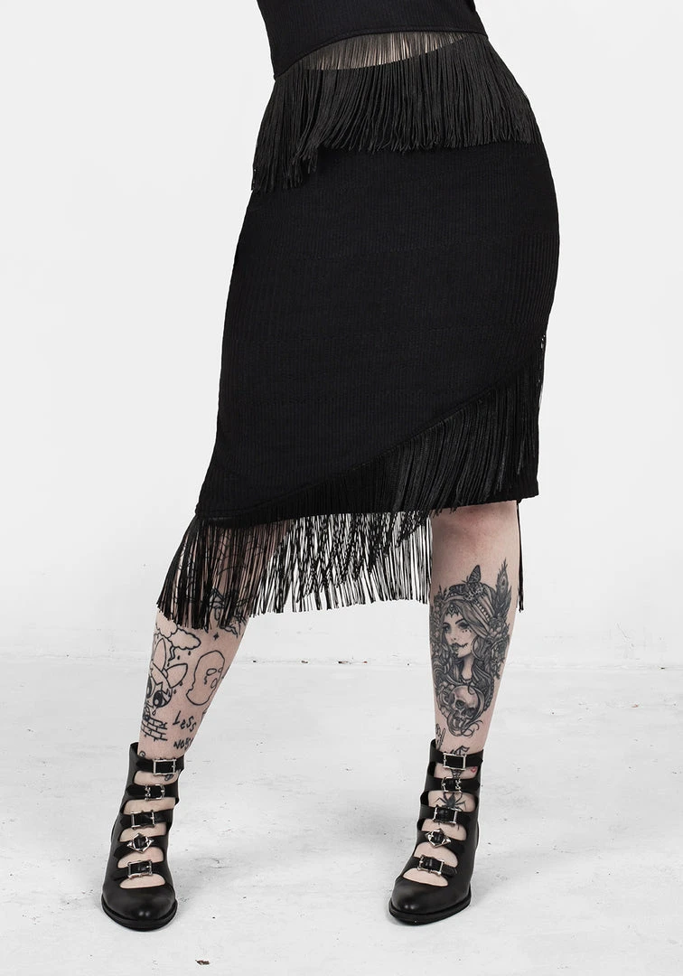 DMT1 LITTLELIES MIDI FRINGED JERSEY SKIRT 3 DMT1 LITTLELIES MIDI FRINGED JERSEY SKIRT