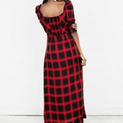 LVT1 Pennyroyal Check Midi Dress