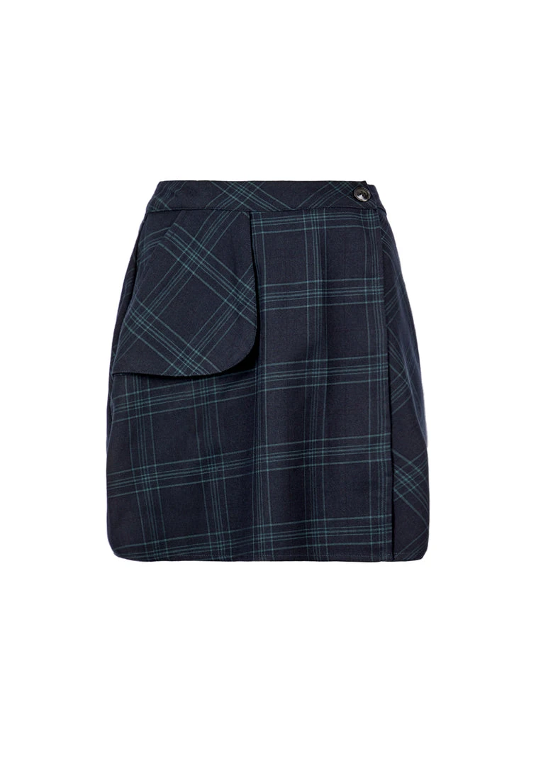 LVT1 LITERATI CHECK MINI WRAP SKIRT 8 LVT1 LITERATI CHECK MINI WRAP SKIRT