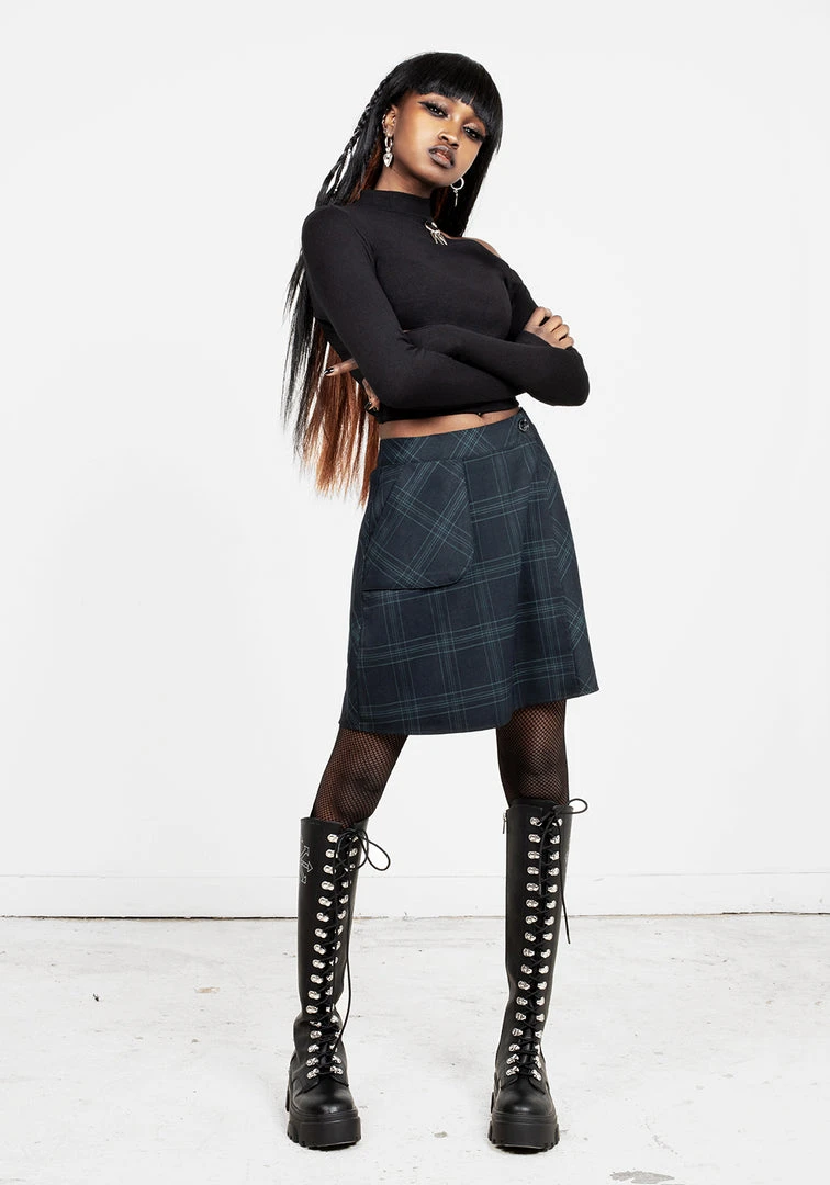 LVT1 LITERATI CHECK MINI WRAP SKIRT 6 LVT1 LITERATI CHECK MINI WRAP SKIRT